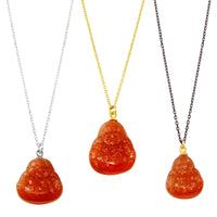 Happy Buddha sunstone crystal necklace - gold filled or sterling silver necklace Amanda K Lockrow