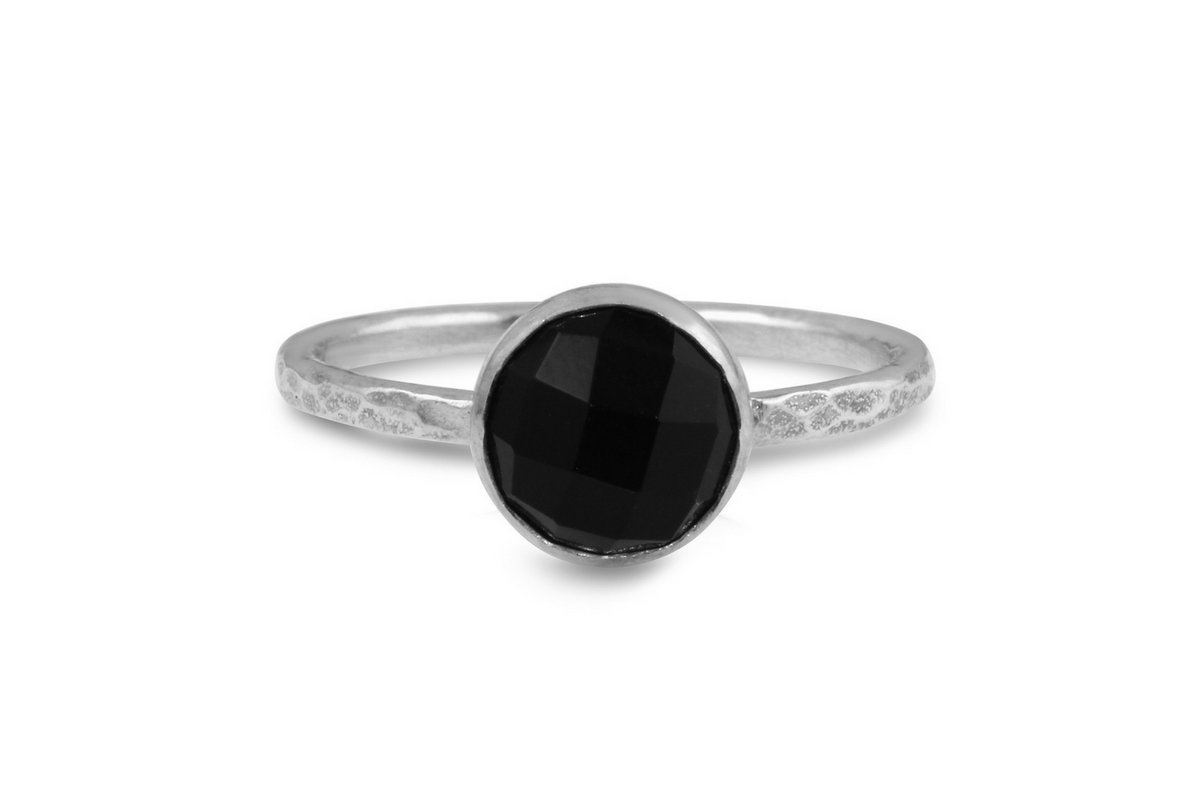 Black onyx 8mm sterling silver stacking ring ring Amanda K Lockrow 