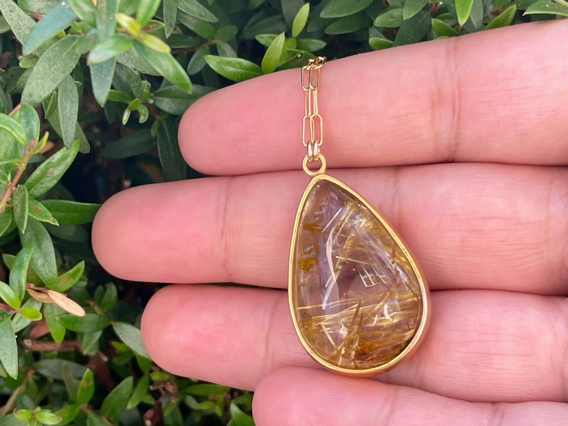 Rutilated quartz crystal drop necklace - gold filled - Aislinn collection necklace Amanda K Lockrow