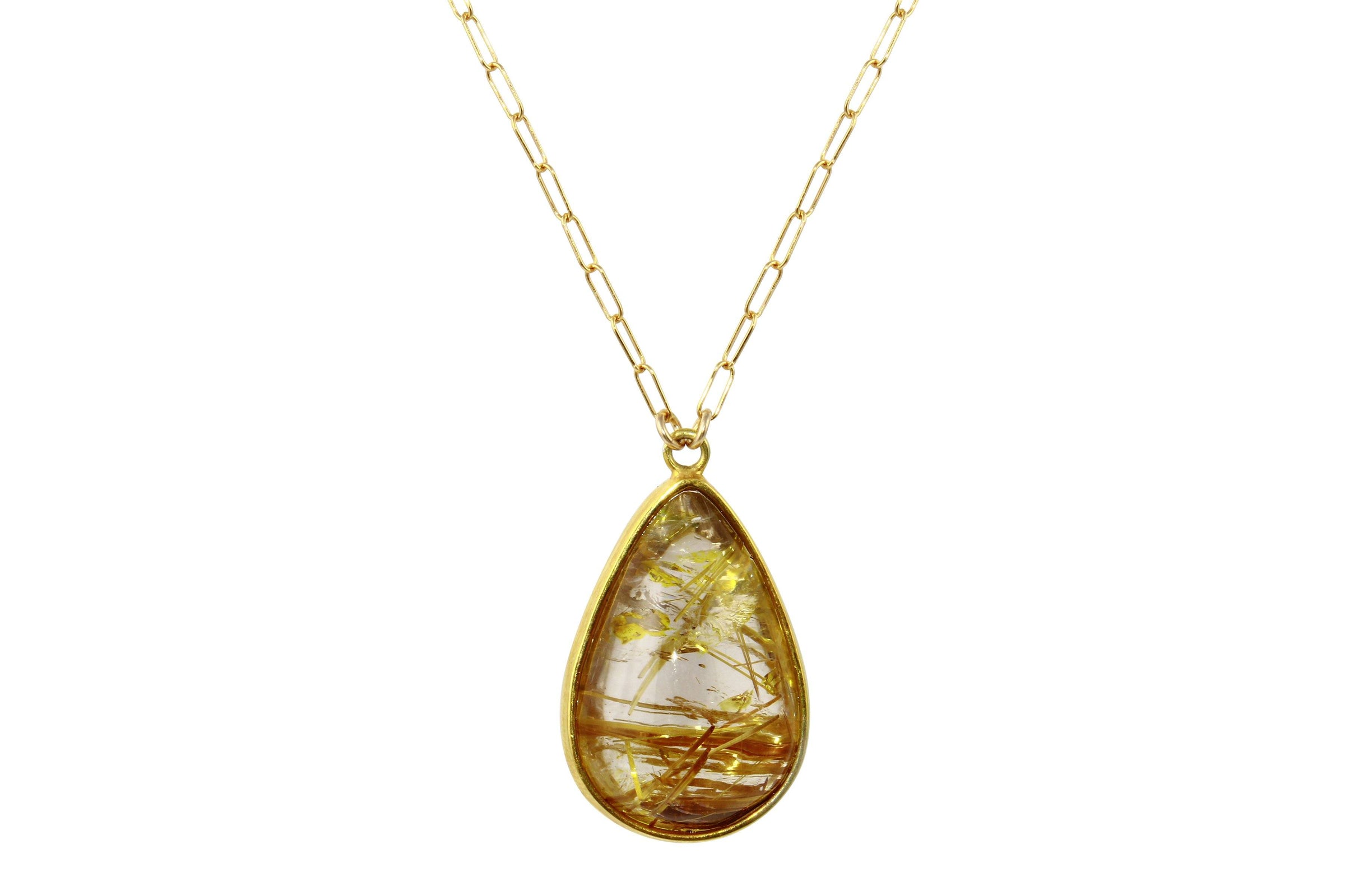 Rutilated quartz crystal drop necklace - gold filled - Aislinn collection necklace Amanda K Lockrow