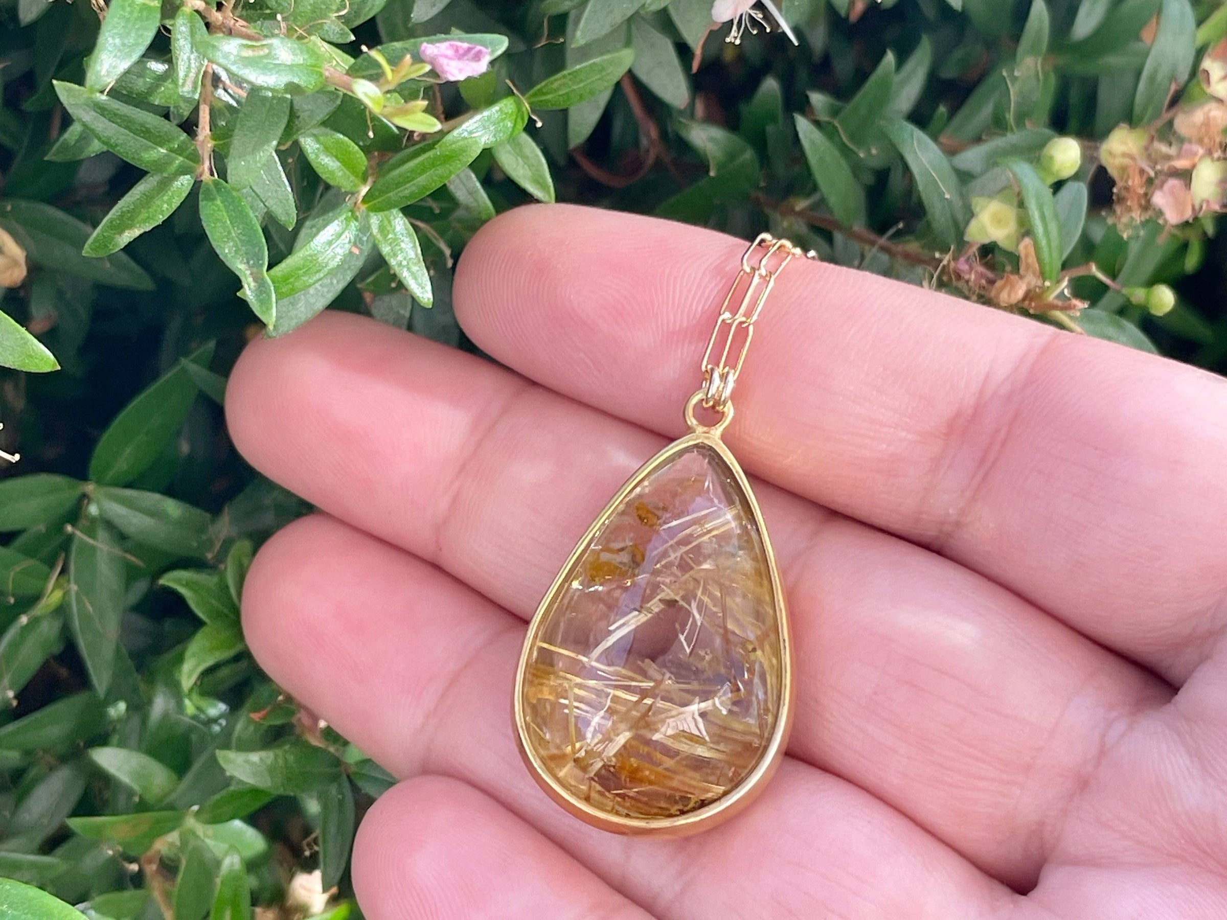Rutilated quartz crystal drop necklace - gold filled - Aislinn collection necklace Amanda K Lockrow