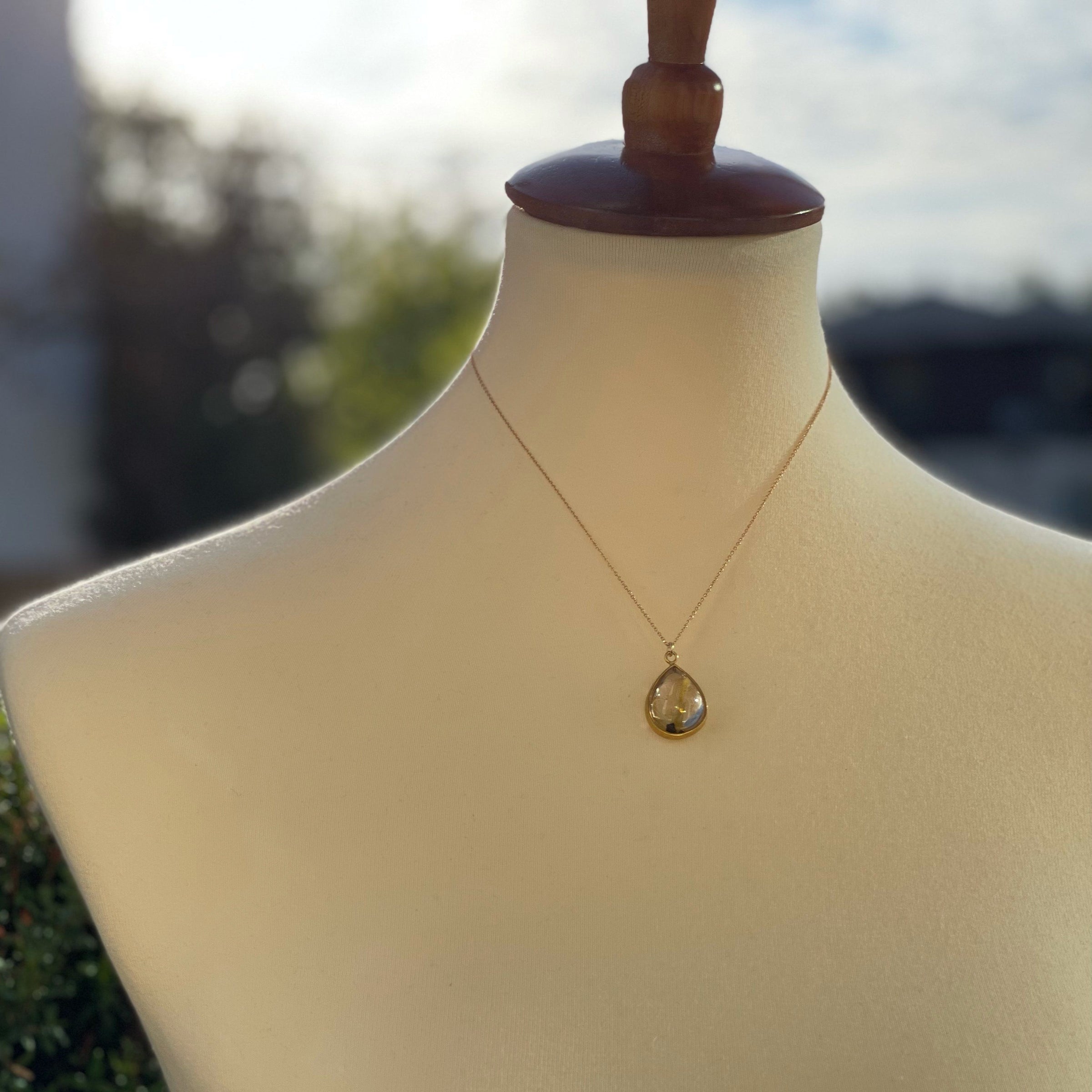 Rutile quartz crystal drop necklace - gold filled - Aislinn collection necklace Amanda K Lockrow