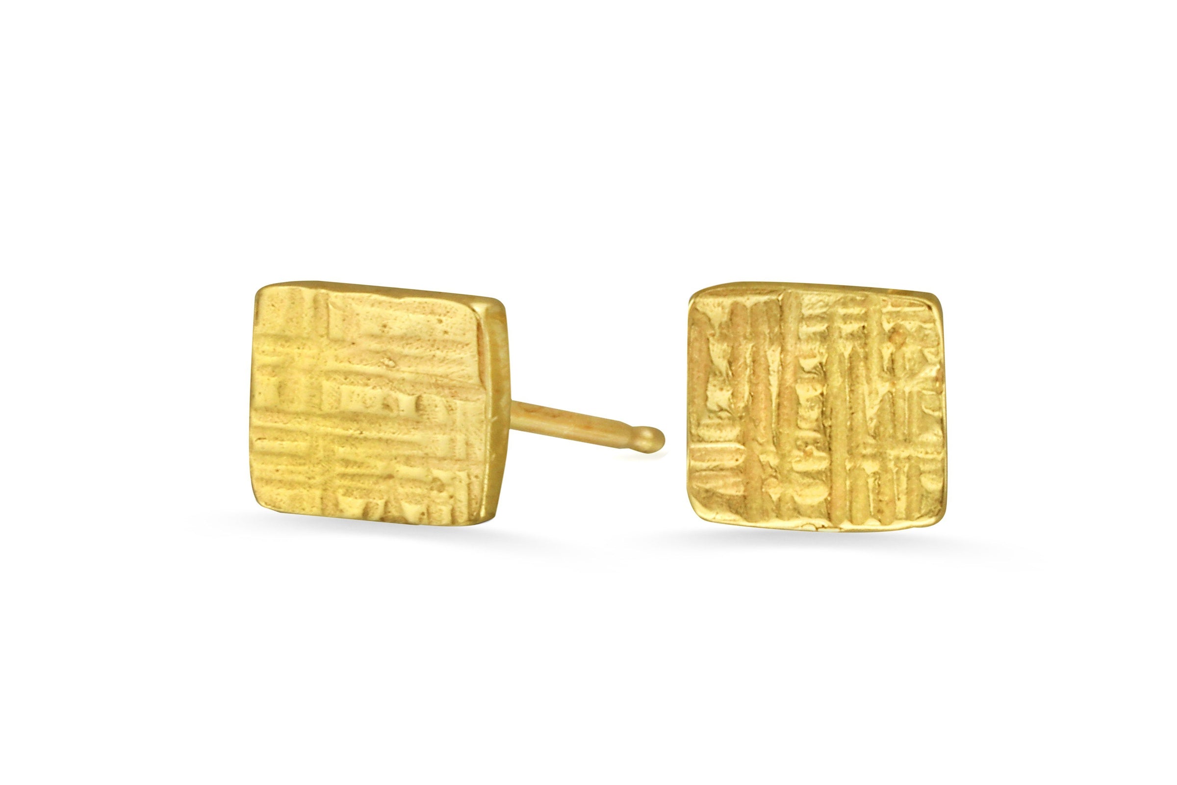 18k yellow gold vermeil tiny square silver stud earrings earrings Amanda K Lockrow