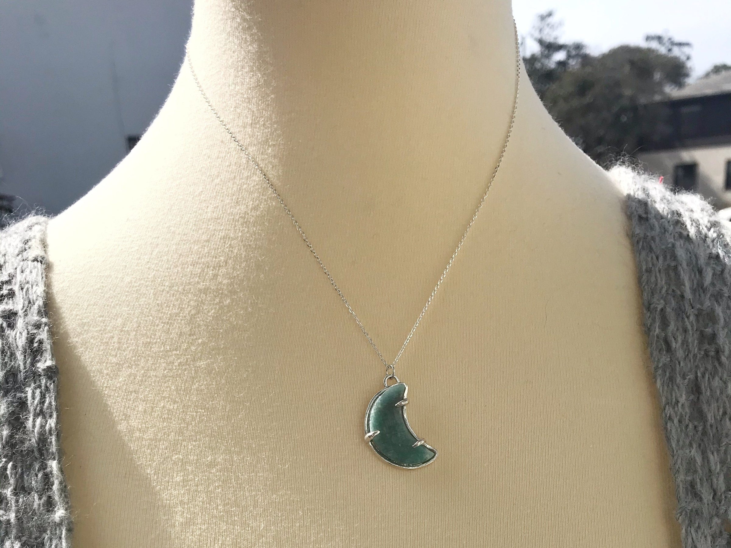 Luna amazonite moon talisman sterling silver necklace necklace Amanda K Lockrow