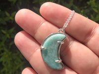 Luna amazonite moon talisman sterling silver necklace necklace Amanda K Lockrow