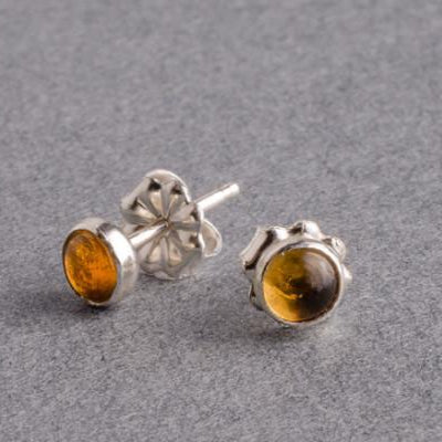 Citrine silver dot stud earrings earrings Amanda K Lockrow