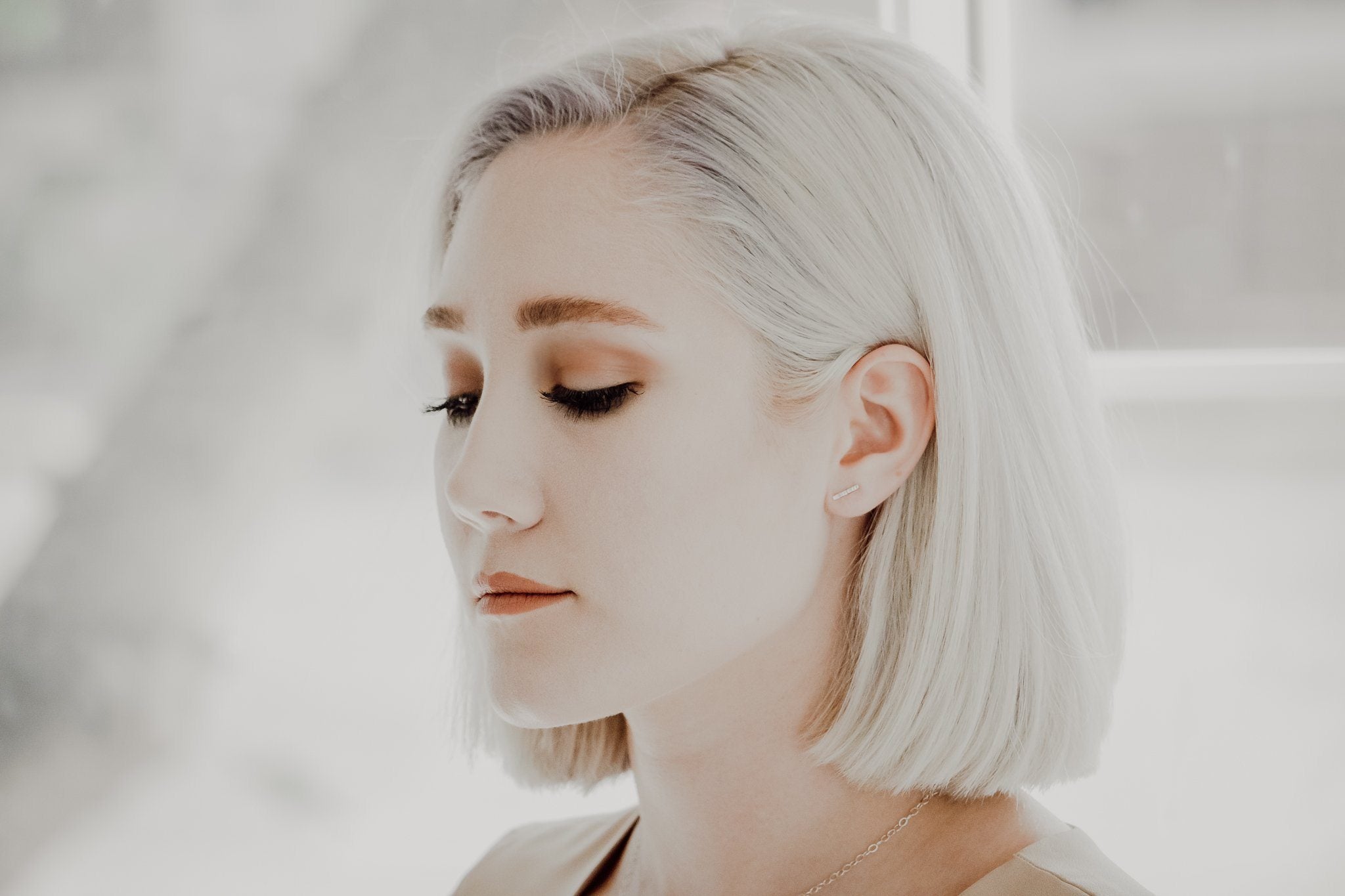 Sterling silver stick studs // bar studs earrings Amanda K Lockrow