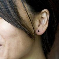 18K gold vermeil Aquamarine birthstone dot stud earrings earrings Amanda K Lockrow 