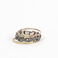 Ginkgo leaves sterling silver wedding band ring Amanda K Lockrow