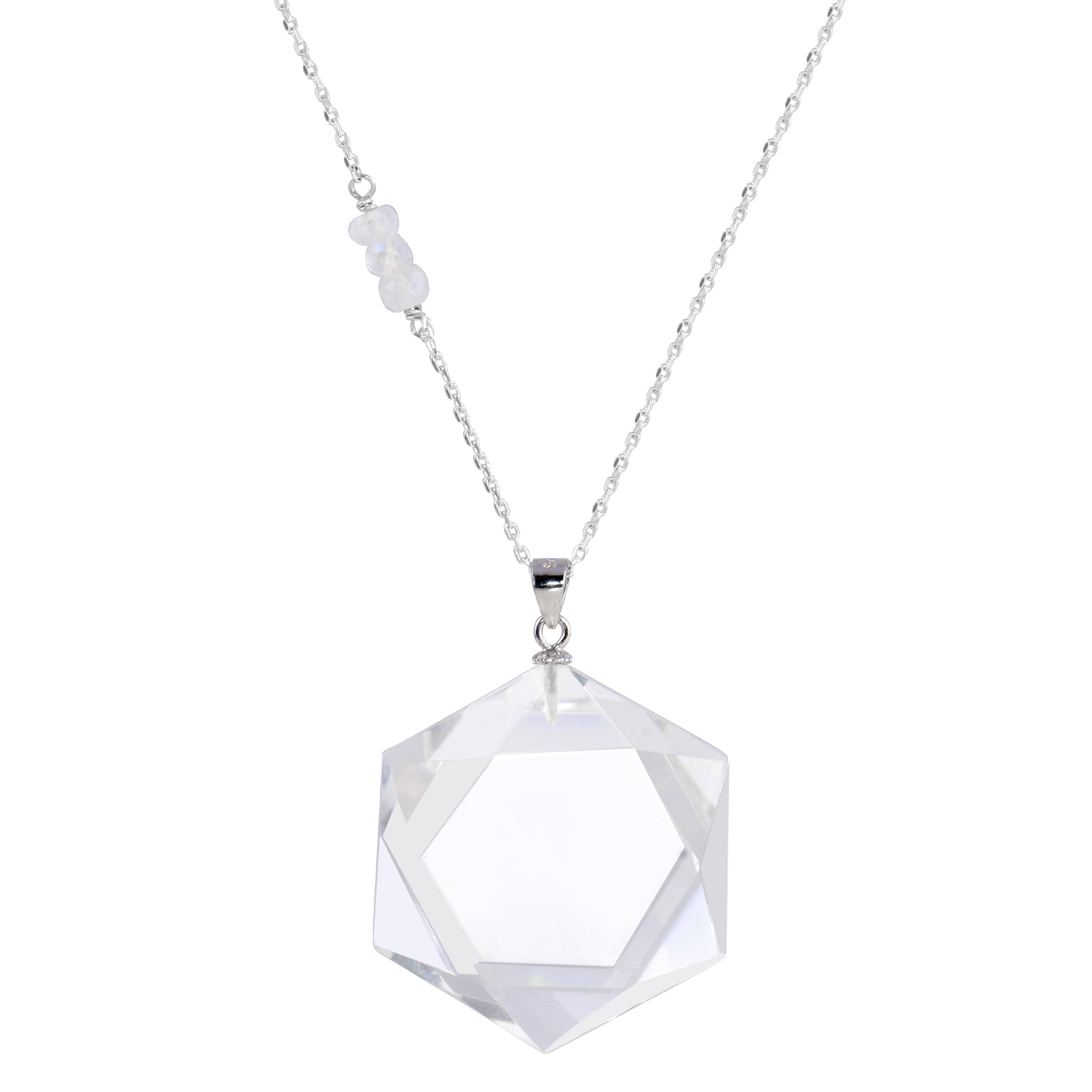 Clear Quartz Hexagon Crystal Necklace - choose sterling silver or gold filled | Aislinn Collection necklace Amanda K Lockrow