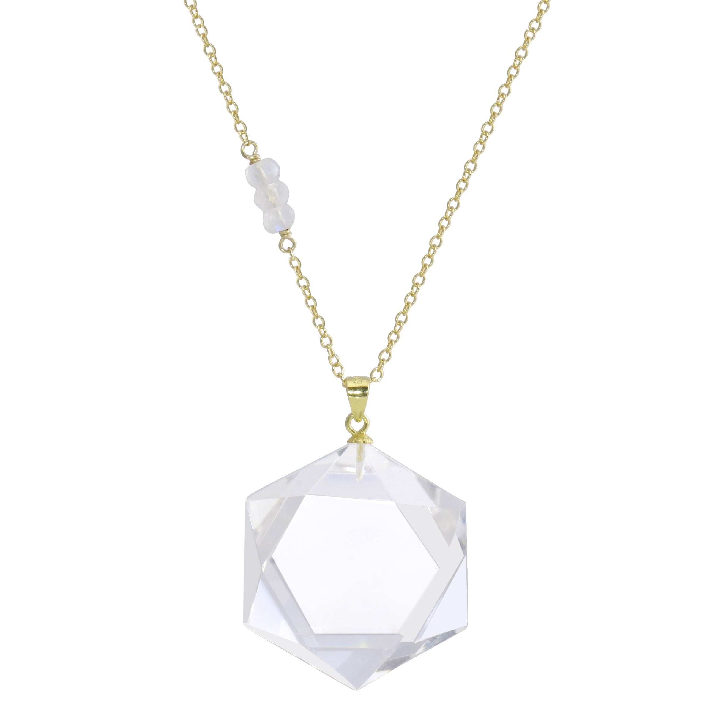 Clear Quartz Hexagon Crystal Necklace - choose sterling silver or gold filled | Aislinn Collection necklace Amanda K Lockrow