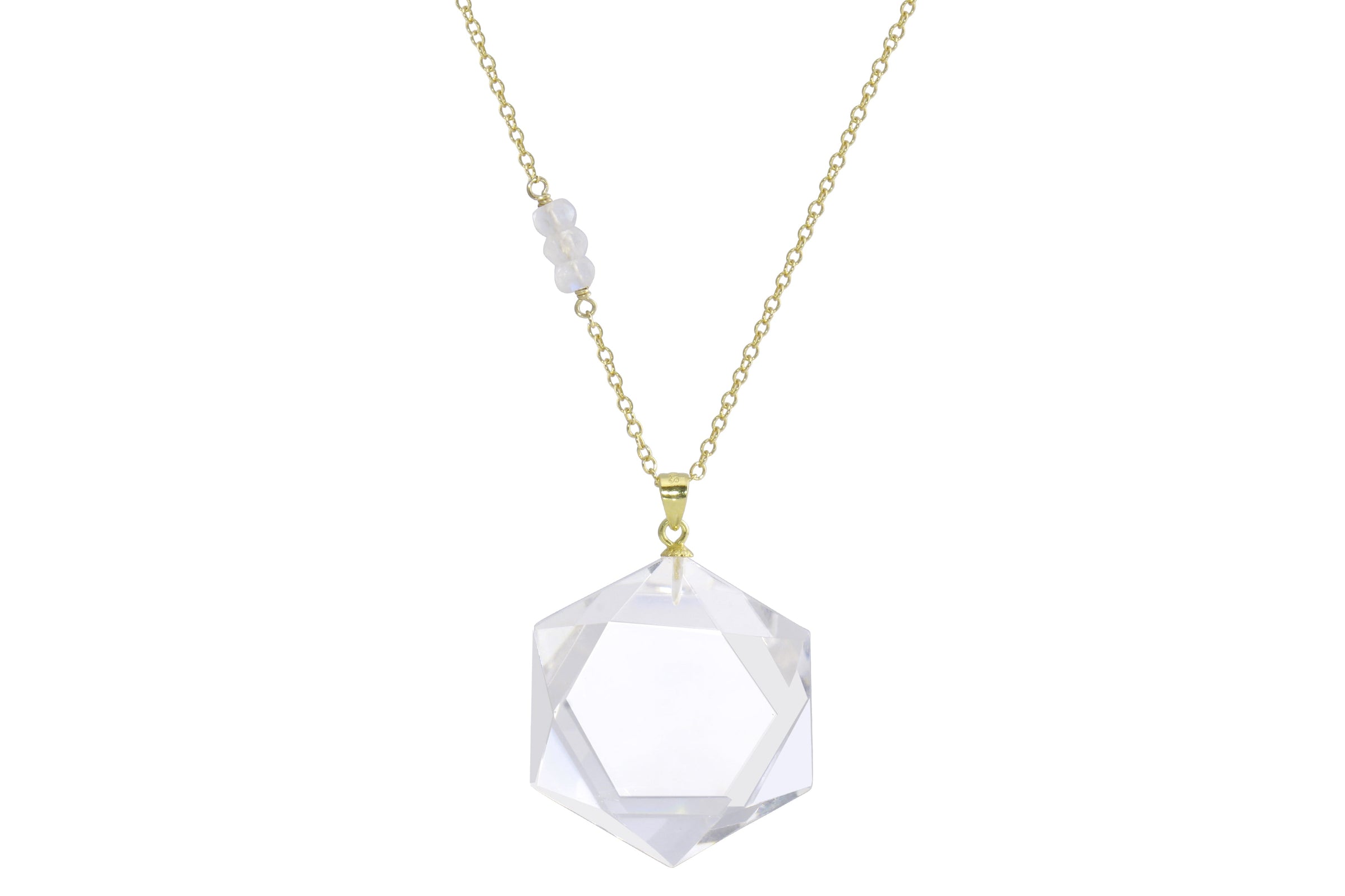 Clear Quartz Hexagon Crystal Necklace - choose sterling silver or gold filled | Aislinn Collection necklace Amanda K Lockrow