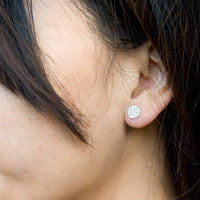 Silver hammered stud earrings (ready to ship) dot crosshatched earrings Amanda K Lockrow