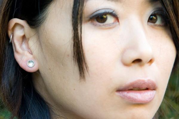 Darling bowl studs- recycled sterling silver earrings Amanda K Lockrow