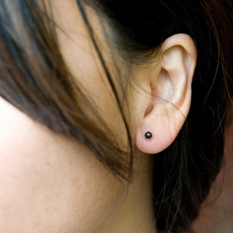 18K gold vermeil amethyst silver dot stud earrings earrings Amanda K Lockrow 
