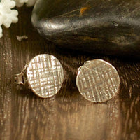 Silver hammered stud earrings (ready to ship) dot crosshatched earrings Amanda K Lockrow