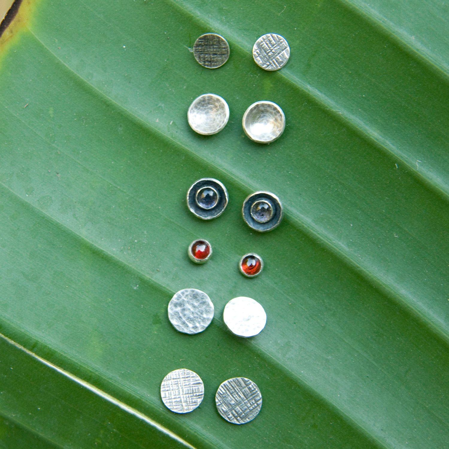 Lapis silver dot stud earrings earrings Amanda K Lockrow