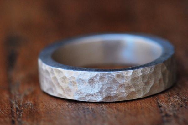 Cobblestone hammered silver band // wedding band ring Amanda K Lockrow