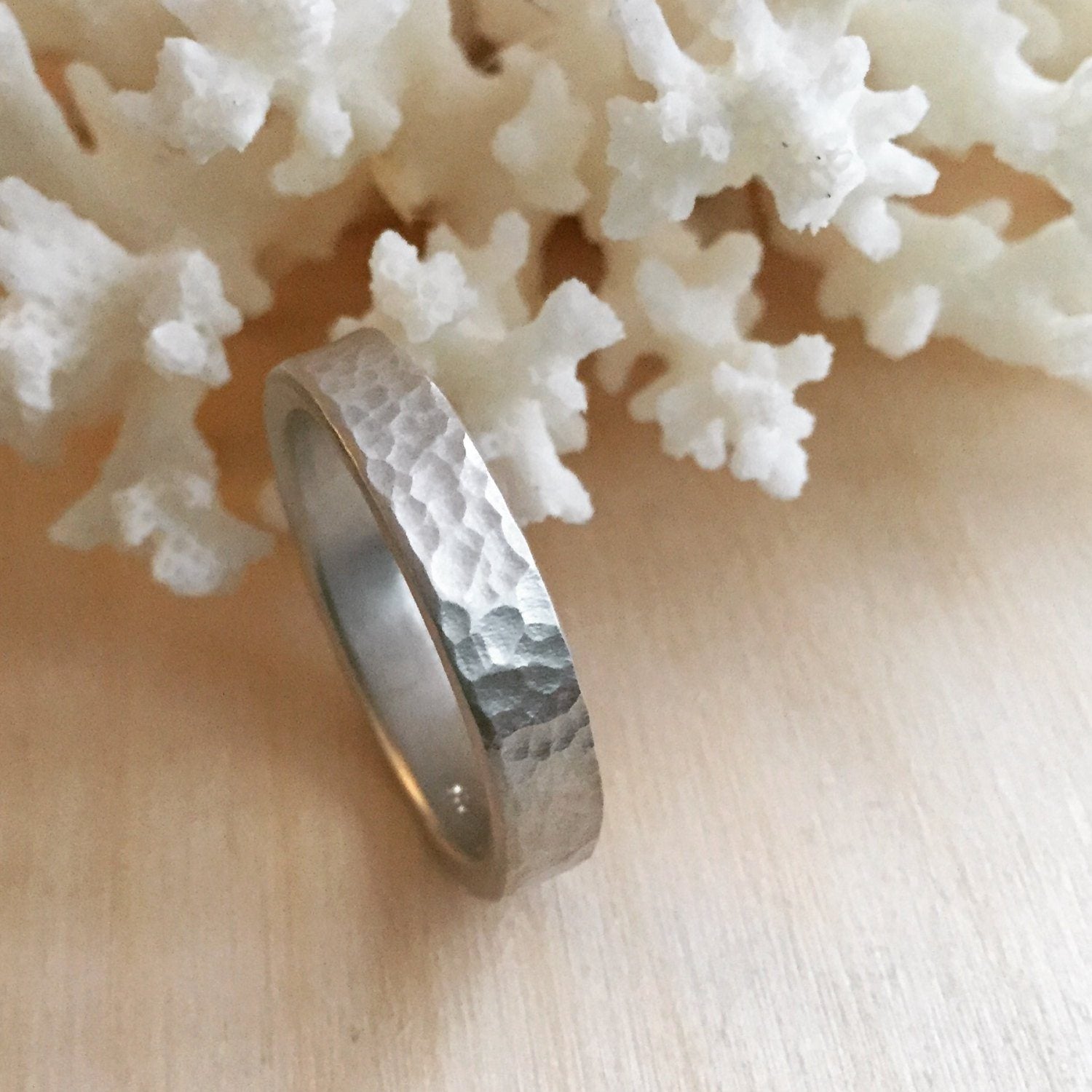 Cobblestone hammered silver band // wedding band ring Amanda K Lockrow