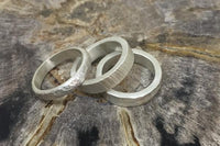 Bark hammered unisex silver band ring Amanda K Lockrow 