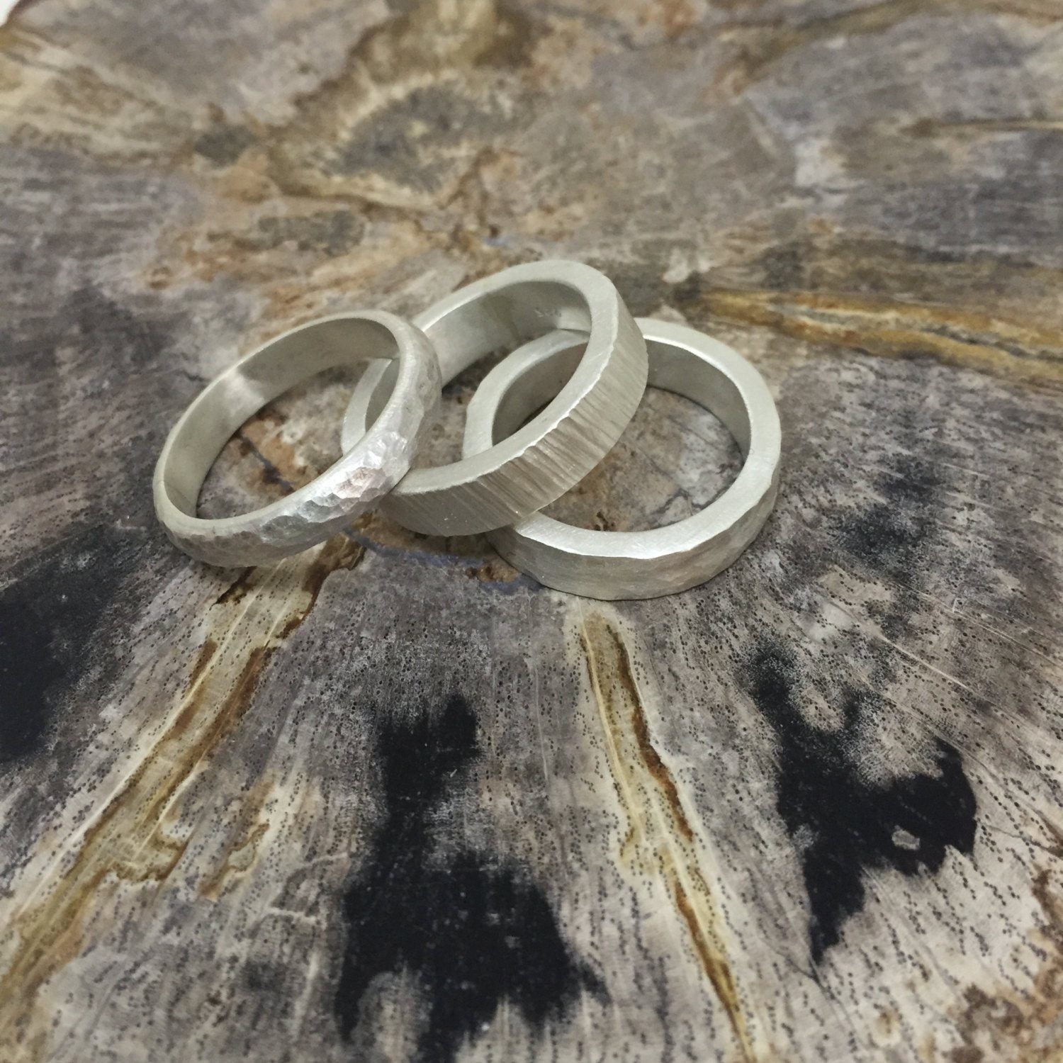 Cobblestone hammered silver band // wedding band ring Amanda K Lockrow