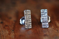 Crosshatched rectangle sterling silver stud earrings earrings Amanda K Lockrow