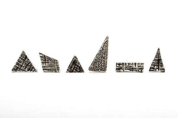 Crosshatched rectangle sterling silver stud earrings earrings Amanda K Lockrow