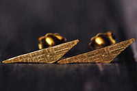 18k yellow gold vermeil triangle crosshatched stud earrings earrings Amanda K Lockrow
