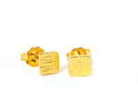 18k yellow gold vermeil tiny square silver stud earrings earrings Amanda K Lockrow
