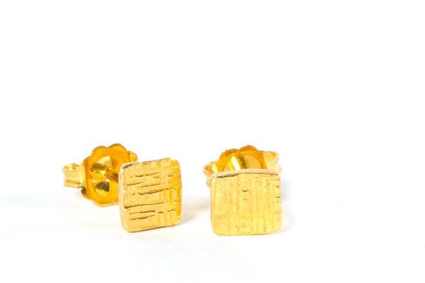 18k yellow gold vermeil tiny square silver stud earrings earrings Amanda K Lockrow