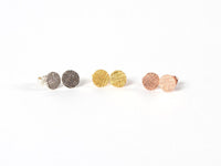 18K gold vermeil hammered circle stud earrings - crosshatched earrings Amanda K Lockrow