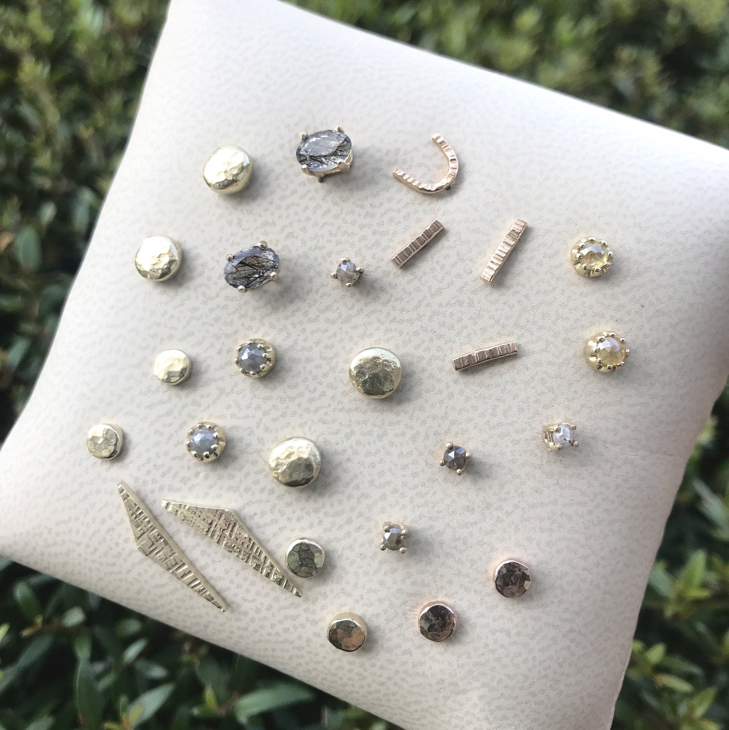 Teeny tiny pebble studs - choose from gold or silver earrings Amanda K Lockrow