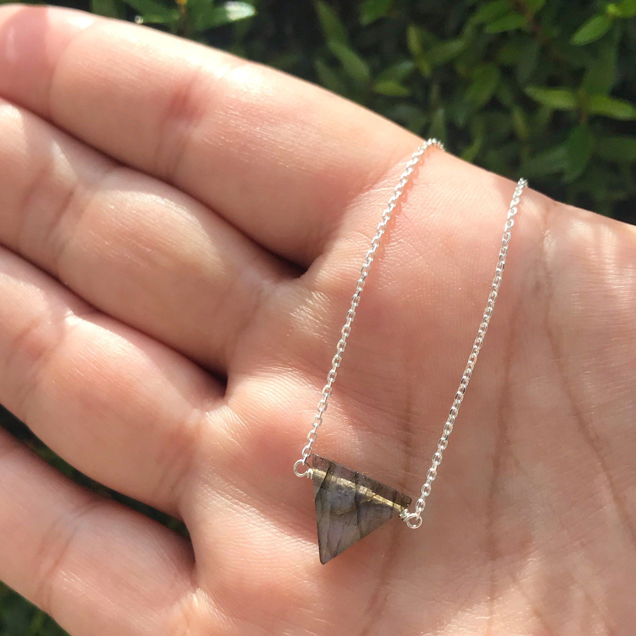 Labradorite little triangle sterling silver necklace - Little Rock collection necklace Amanda K Lockrow