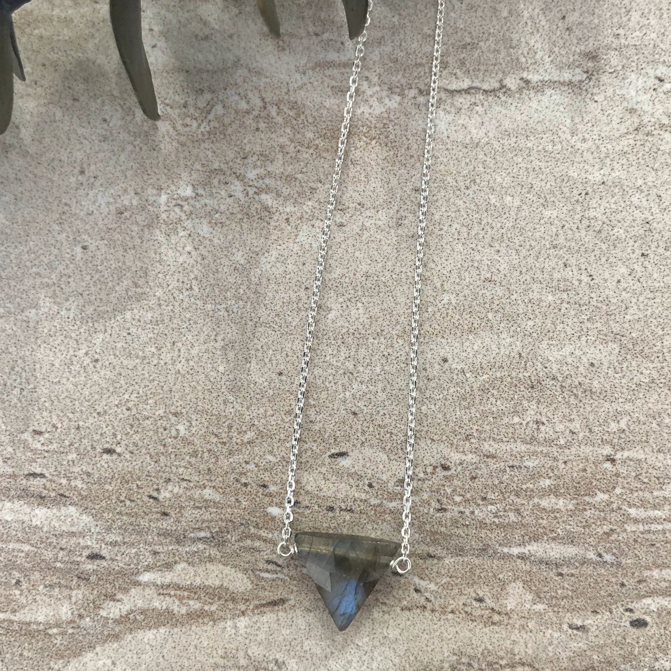 Labradorite little triangle sterling silver necklace - Little Rock collection necklace Amanda K Lockrow