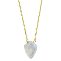 Rainbow moonstone shield 14k yellow gold filled necklace - Little Rock collection necklace Amanda K Lockrow