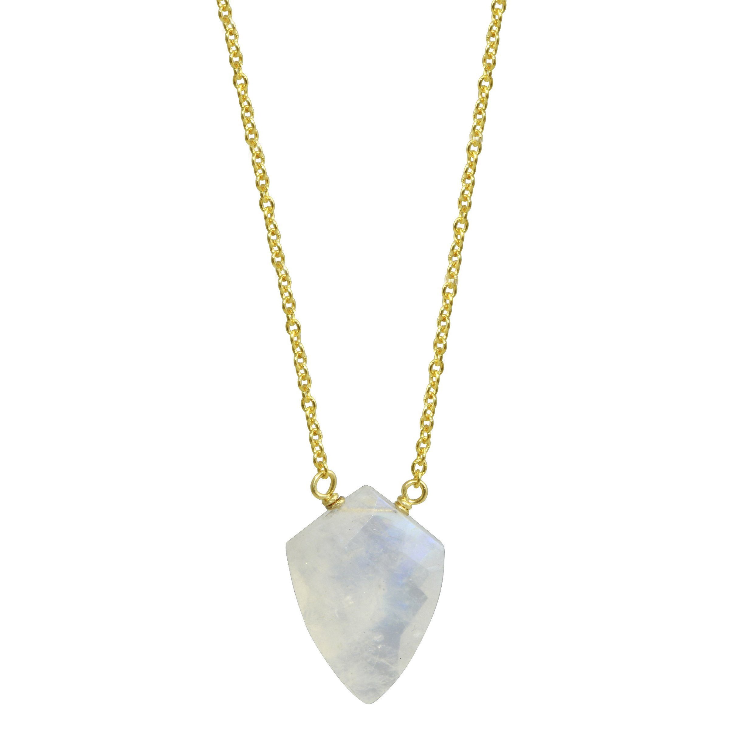 Rainbow moonstone shield 14k yellow gold filled necklace - Little Rock collection necklace Amanda K Lockrow
