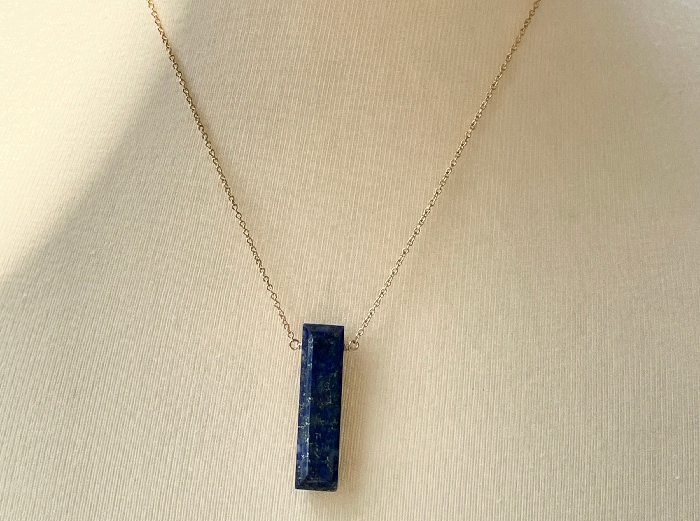 Aquamarine bar crystal necklace | little rock collection necklace Amanda K Lockrow