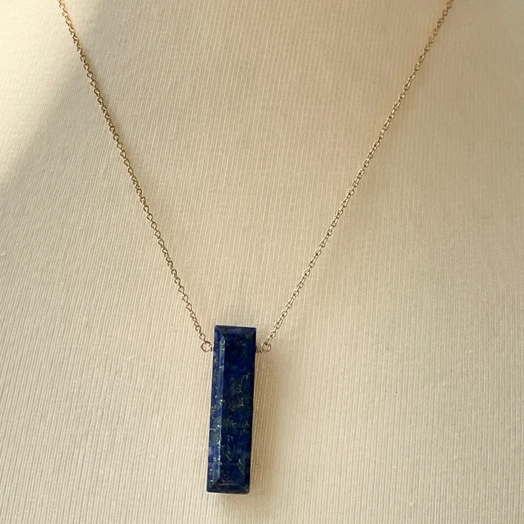 Lapis lazuli bar crystal necklace | little rock collection necklace Amanda K Lockrow