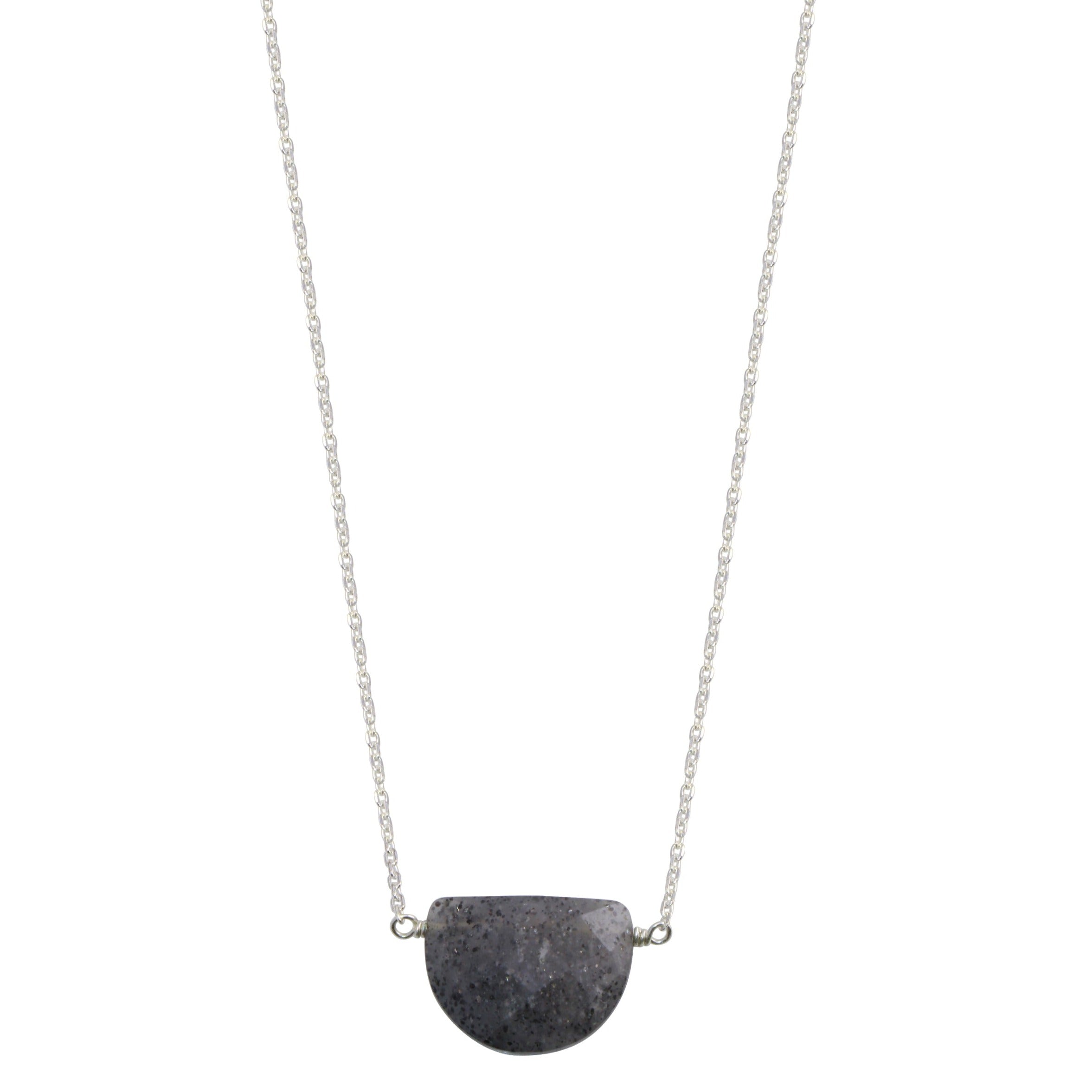 Black Sunstone half moon sterling silver necklace | Little Rock Collection necklace Amanda K Lockrow