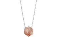 Strawberry quartz hexagon sterling silver necklace - Little Rock collection necklace Amanda K Lockrow