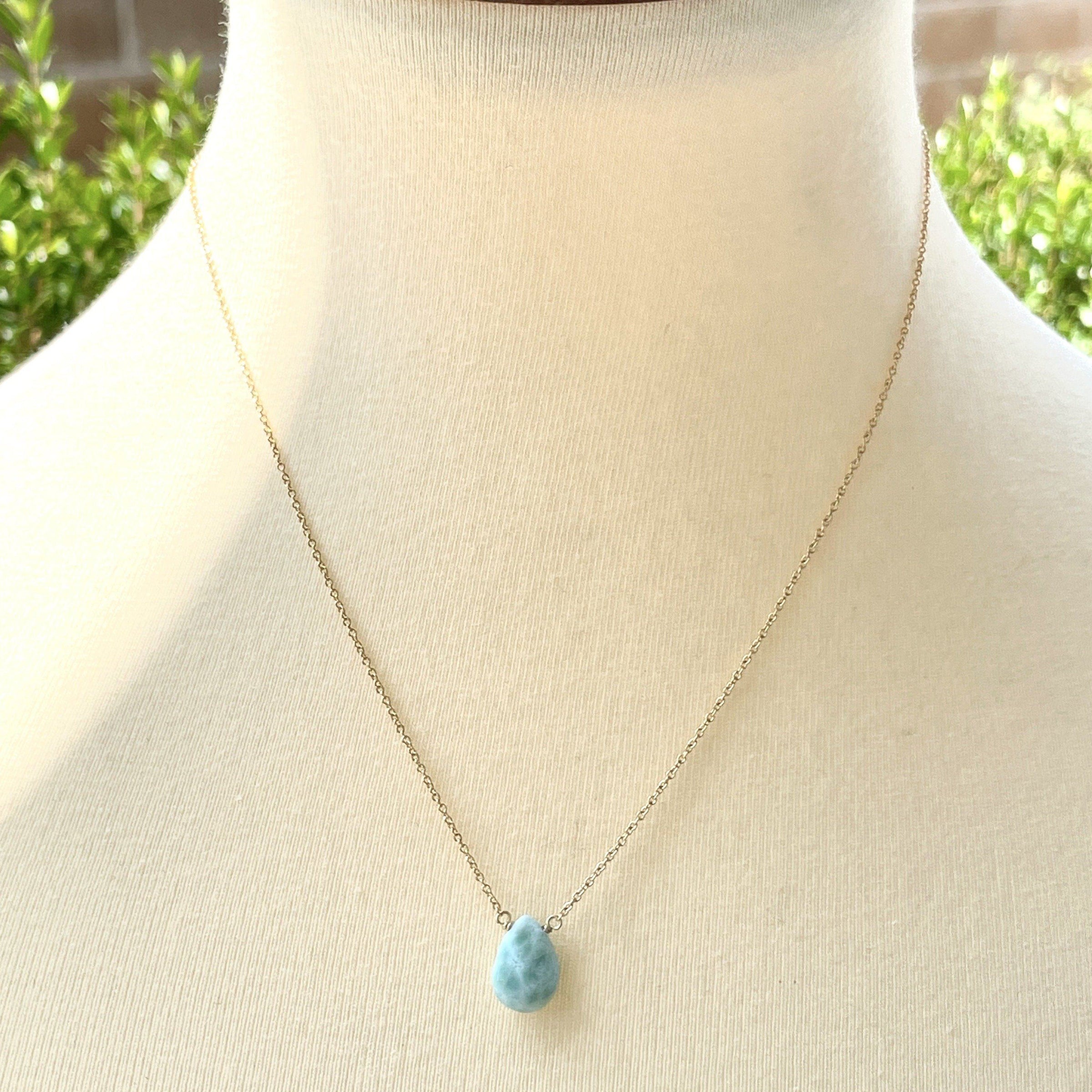 Larimar little rock necklace - sterling silver or gold filled necklace Amanda K Lockrow