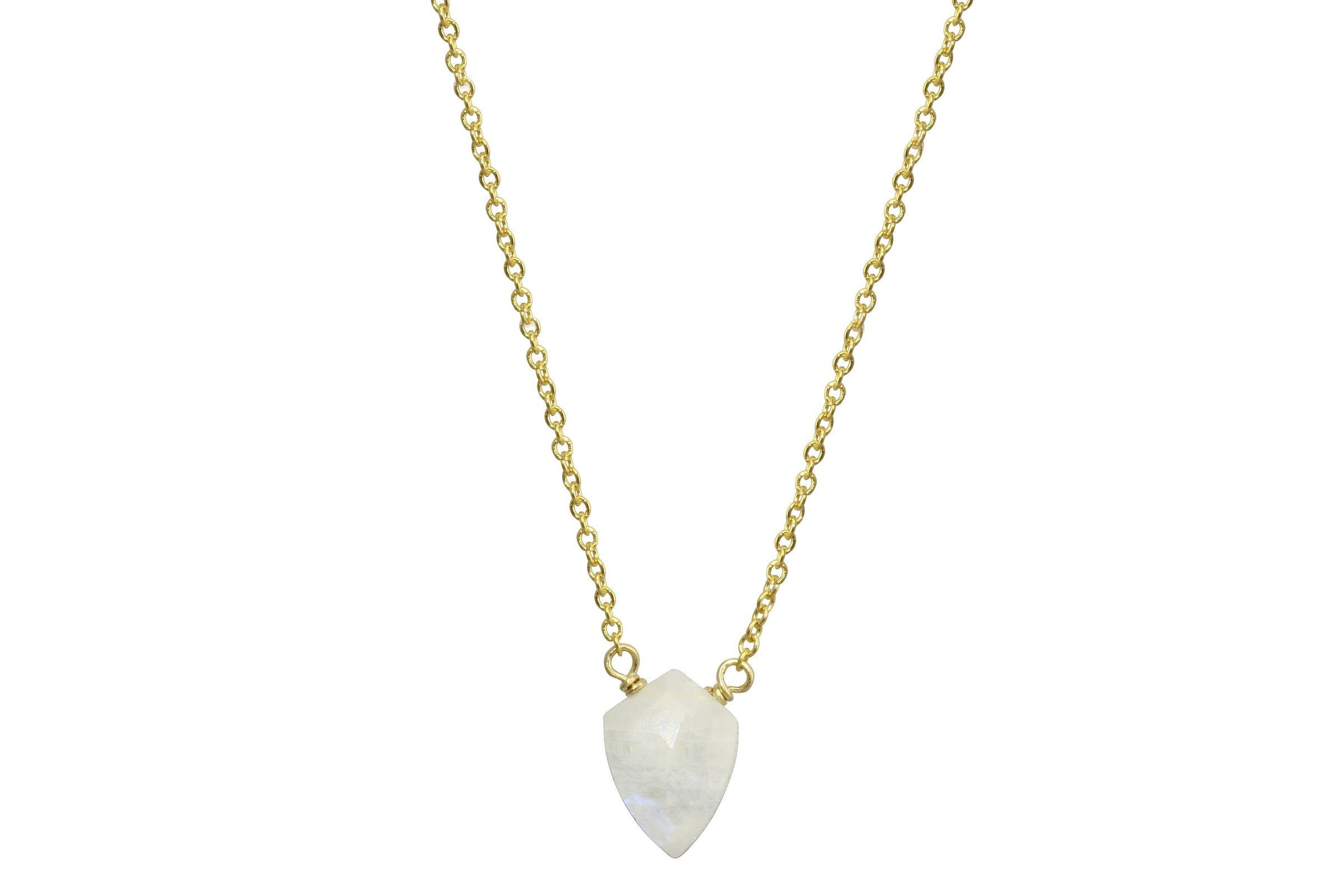 Rainbow moonstone little shield 14k yellow gold filled necklace - Little Rock collection necklace Amanda K Lockrow