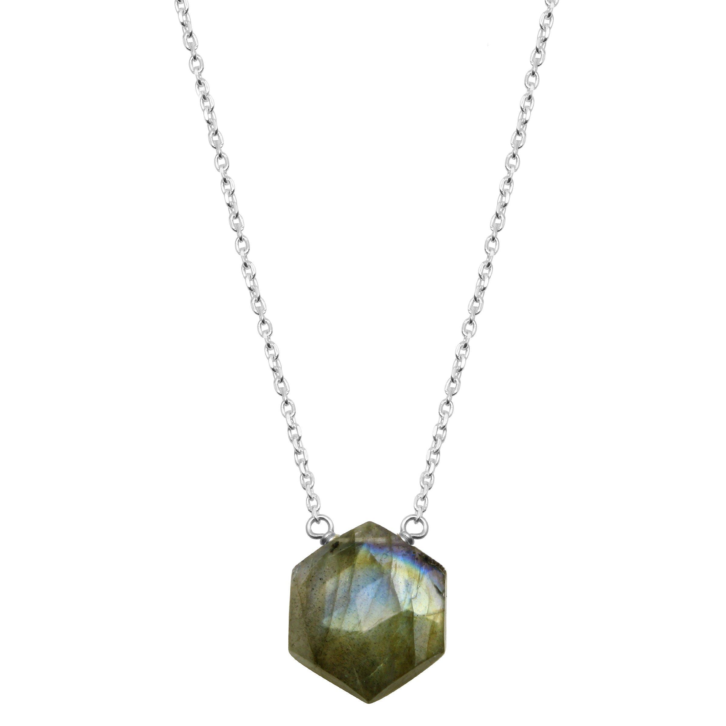 Labradorite hexagon sterling silver necklace necklace Amanda K Lockrow