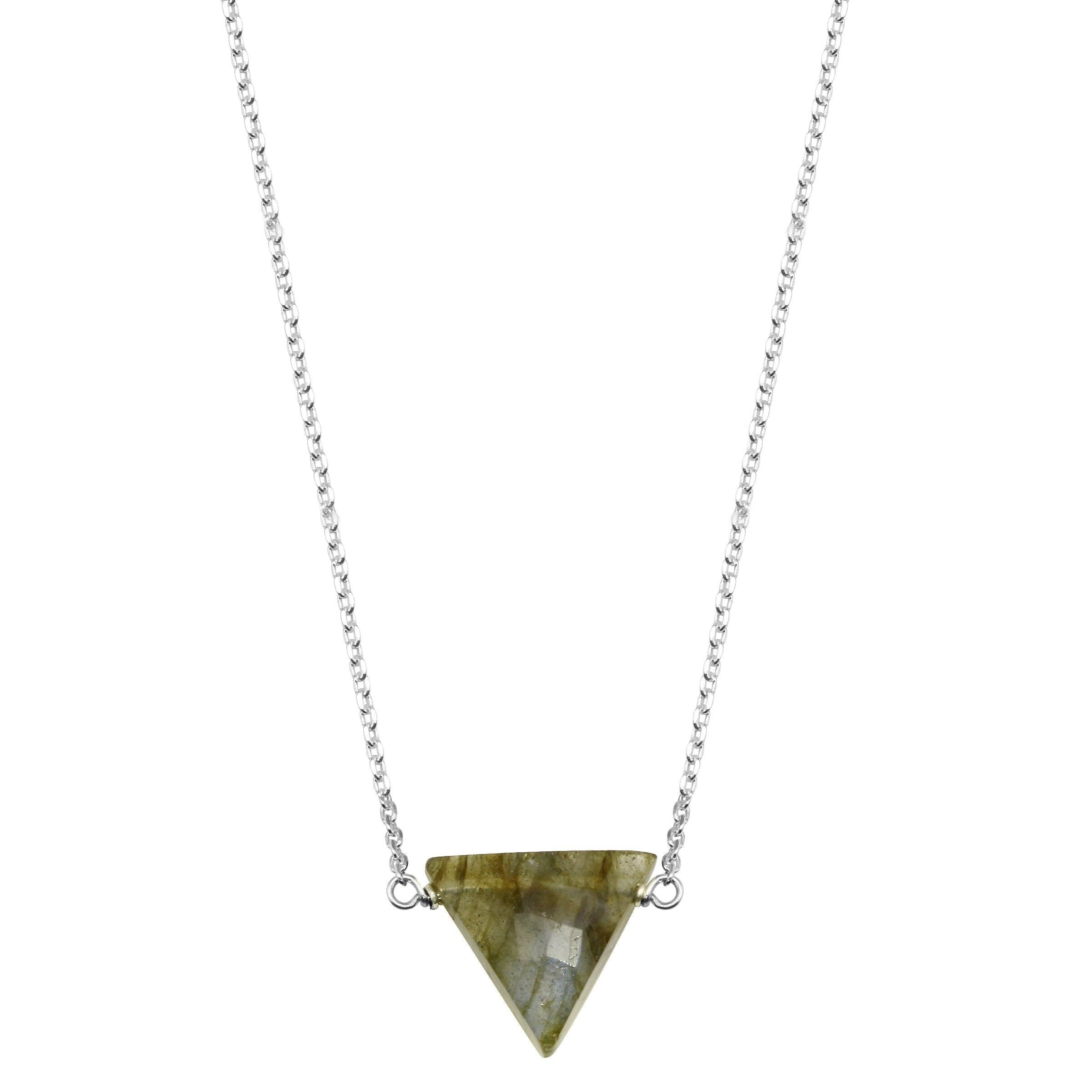 Labradorite little triangle sterling silver necklace - Little Rock collection necklace Amanda K Lockrow