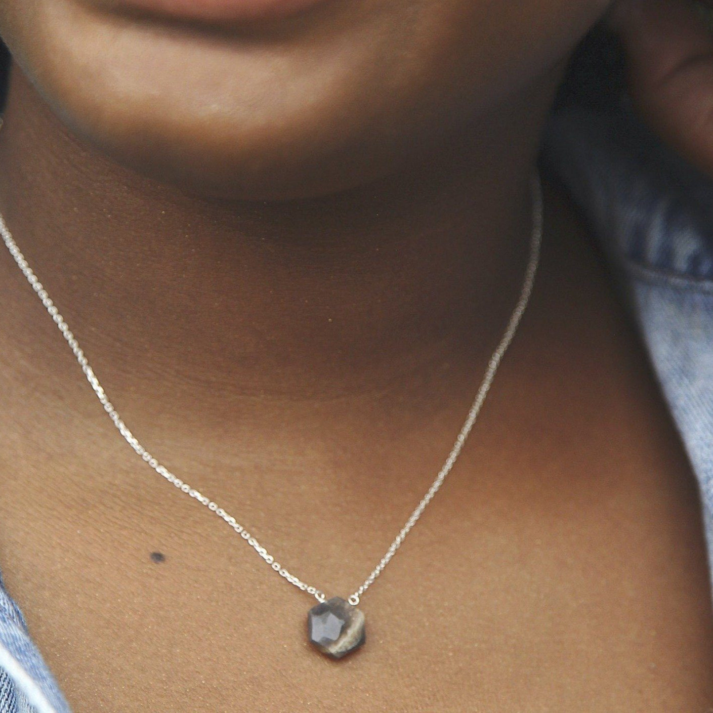 Labradorite hexagon sterling silver necklace necklace Amanda K Lockrow