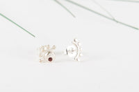 Garnet sterling silver oriana and sunrise mismatched stud earrings earrings Amanda K Lockrow