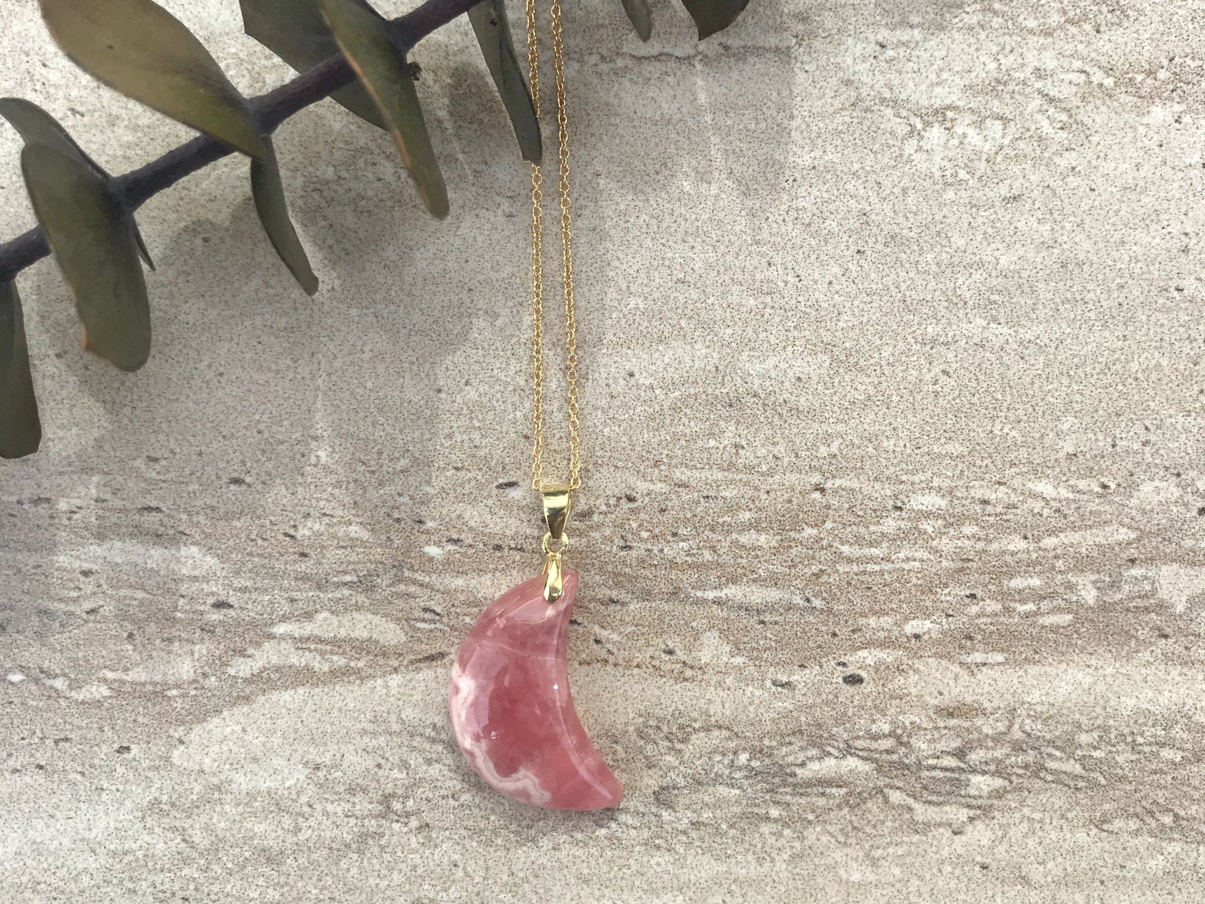 Luna moon necklace - choose from larimar, apatite or rhodochrosite necklace Amanda K Lockrow