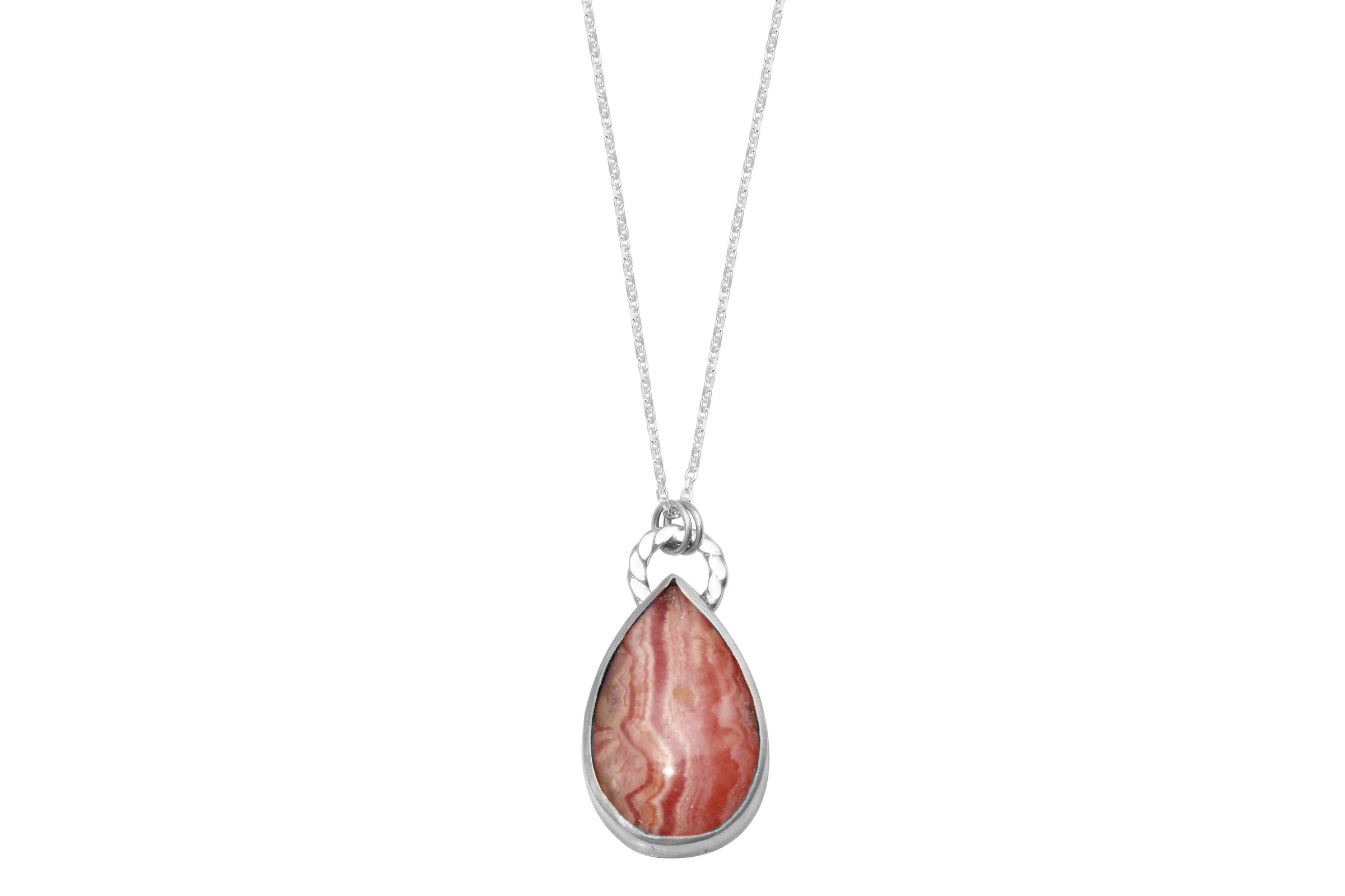 Rhodochrosite sterling silver drop necklace necklace Amanda K Lockrow
