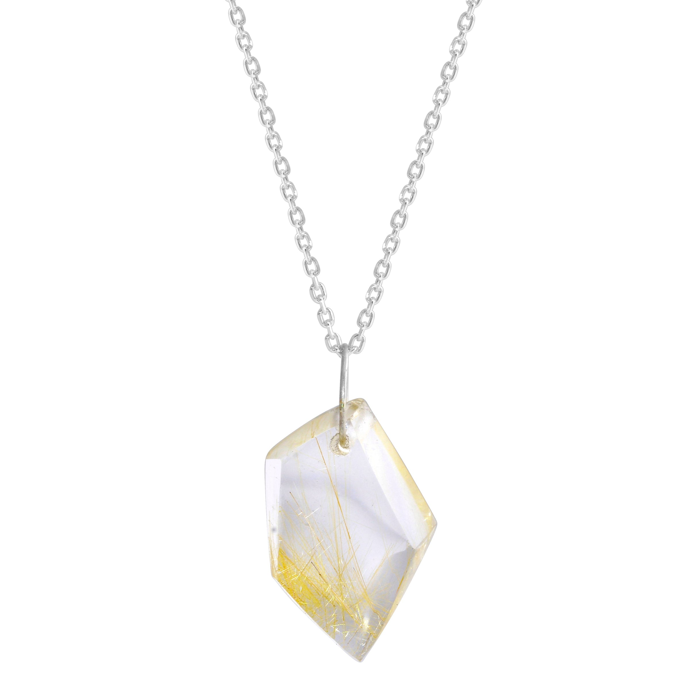 Rutilated quartz crystal geo necklace necklace Amanda K Lockrow