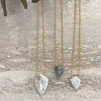 Rainbow moonstone shield 14k yellow gold filled necklace - Little Rock collection necklace Amanda K Lockrow